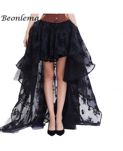 Floor Length Mesh Skirt Sexy Red Long Maxi Skirts Women 6XL High Low Elastic Skirt Floral Tulle Dancing Corset Matching $51.7...