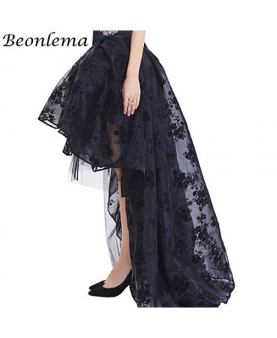 Floor Length Mesh Skirt Sexy Red Long Maxi Skirts Women 6XL High Low Elastic Skirt Floral Tulle Dancing Corset Matching $51.7...