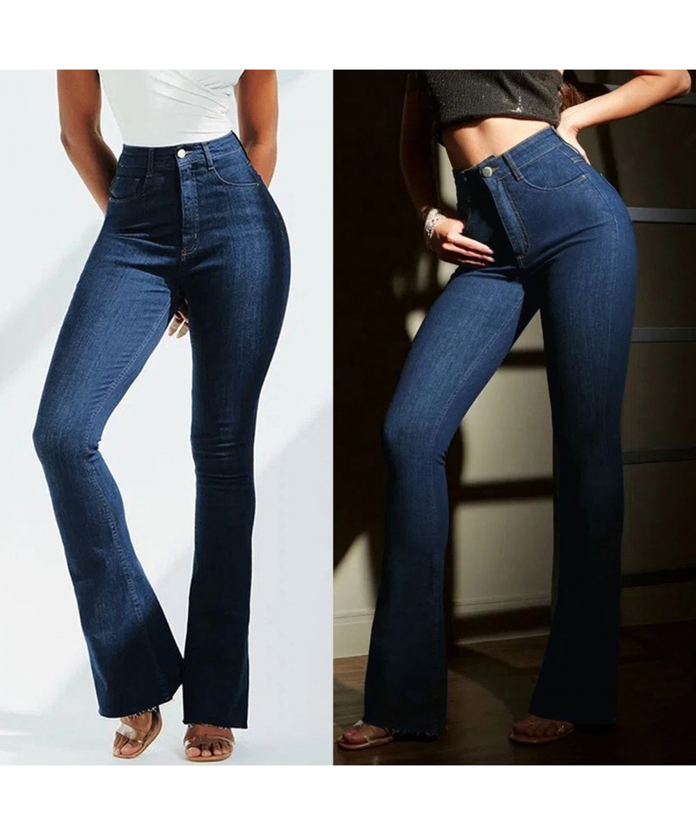 Womens Dark Blue Jeans Casual High Waist Pants Trousers Pockets Classic Denim Jeans $41.71 - Jeans