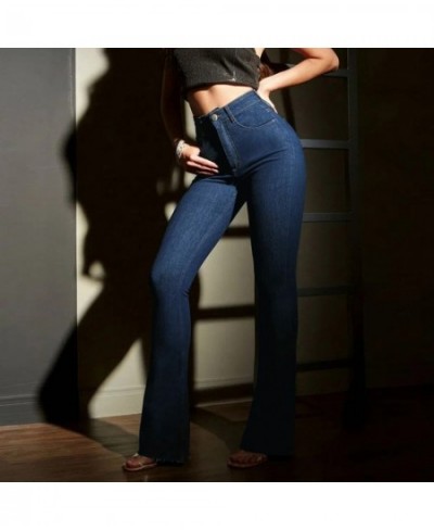 Womens Dark Blue Jeans Casual High Waist Pants Trousers Pockets Classic Denim Jeans $41.71 - Jeans