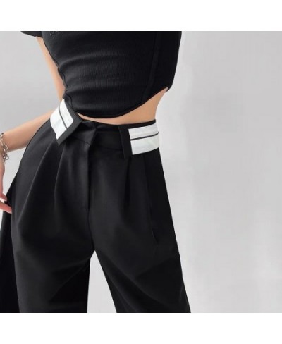 Office Wear Straight Pants Vintage High Waist Suit Pants Wide Leg Trousers Baggy Korean 2022 Autumn $51.29 - Bottoms