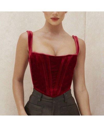 Women's Abdomen Red Corset Bustiers With Zipper Shaping Tops Push Up Body Fishboes Female Tank Tops Over Bust $32.63 - Underwear