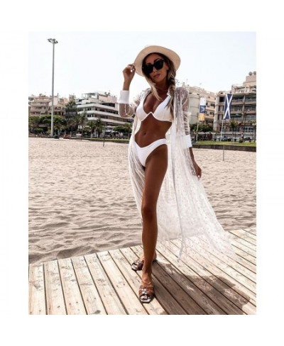 Woman's Polka Dot Beach Smock Sexy Lapel Long Sleeve Mesh Perspective Cover Up for Daily Life and Vacation $24.38 - Swimsuit