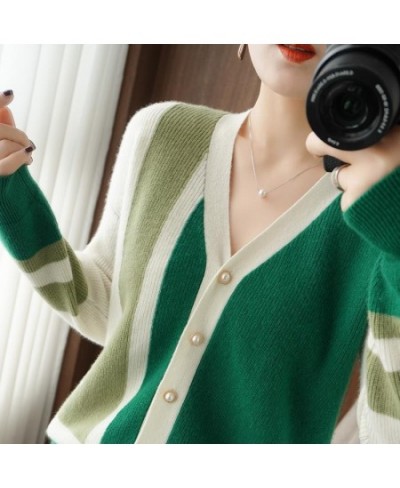 Autumn Winter Loose Casual Buttons Patchwork Simple Sweater Cardigan Ladies Korean Style All-match Knitting Coat Female Outwe...