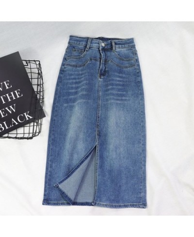 Spring Summer Long Skirts For Women Blue Casual Skirts Female Fashion 2023 High Waist Straight Split Denim Skirt Streetwear $...