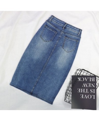 Spring Summer Long Skirts For Women Blue Casual Skirts Female Fashion 2023 High Waist Straight Split Denim Skirt Streetwear $...