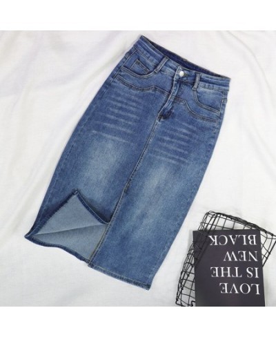 Spring Summer Long Skirts For Women Blue Casual Skirts Female Fashion 2023 High Waist Straight Split Denim Skirt Streetwear $...