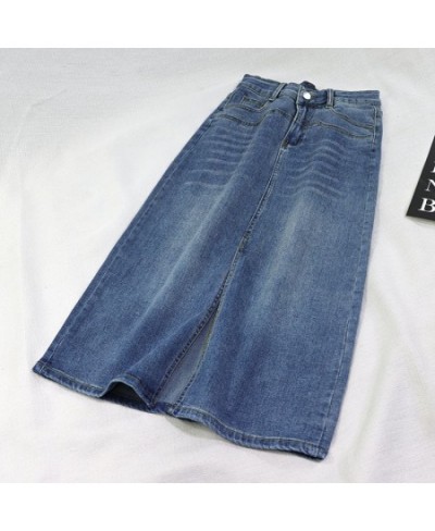 Spring Summer Long Skirts For Women Blue Casual Skirts Female Fashion 2023 High Waist Straight Split Denim Skirt Streetwear $...