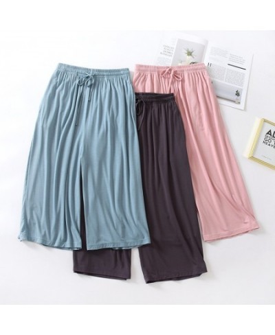 Summer Japanese style loose cropped trousers ladies modal thin shorts solid color wide leg large size home pants womens botto...