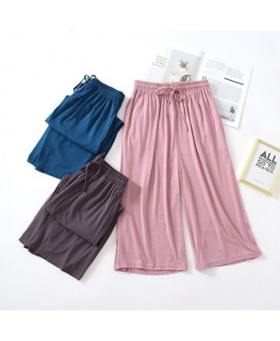 Summer Japanese style loose cropped trousers ladies modal thin shorts solid color wide leg large size home pants womens botto...