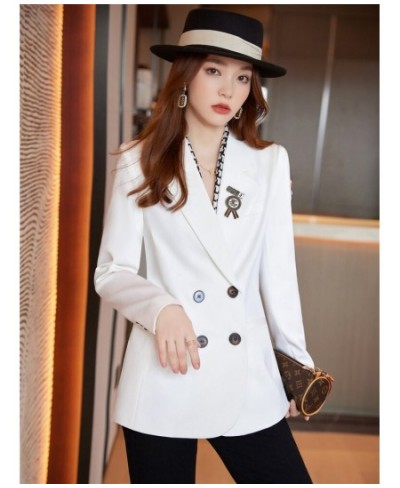 New Fashion 2022 Autumn Designer Jacket Women's Classic Double Breasted White Blazer Casual Suit Outwear Size S-4XL $79.02 - ...