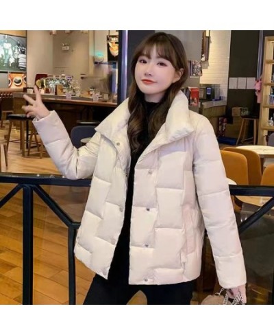 Ladies Fashion Stand Collar Down Padded Jacket New Korean Style Loose Padded Coat Short Ladies Padded Jacket Women Coat $40.0...