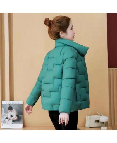 Ladies Fashion Stand Collar Down Padded Jacket New Korean Style Loose Padded Coat Short Ladies Padded Jacket Women Coat $40.0...