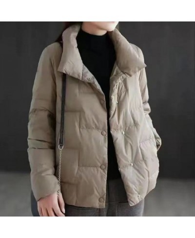 Ladies Fashion Stand Collar Down Padded Jacket New Korean Style Loose Padded Coat Short Ladies Padded Jacket Women Coat $40.0...