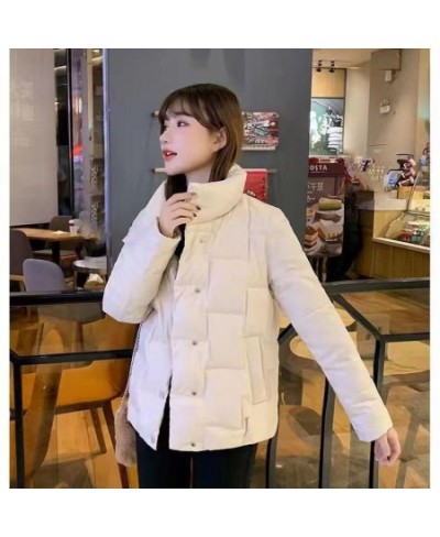 Ladies Fashion Stand Collar Down Padded Jacket New Korean Style Loose Padded Coat Short Ladies Padded Jacket Women Coat $40.0...