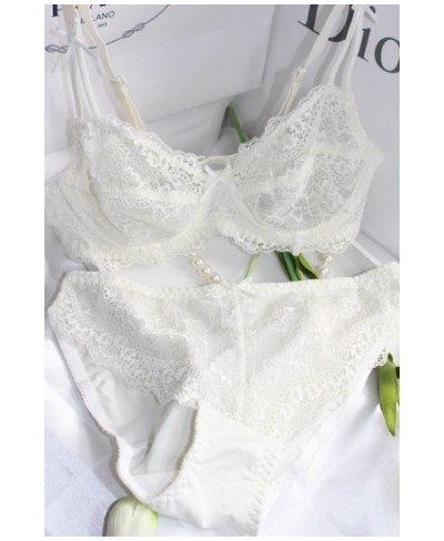 Lace Bra Women Young Girl Ultra Thin Underwear Set Romantic Summer Transparent Bra and Panty Set Lingerie Intimates Cup A to ...