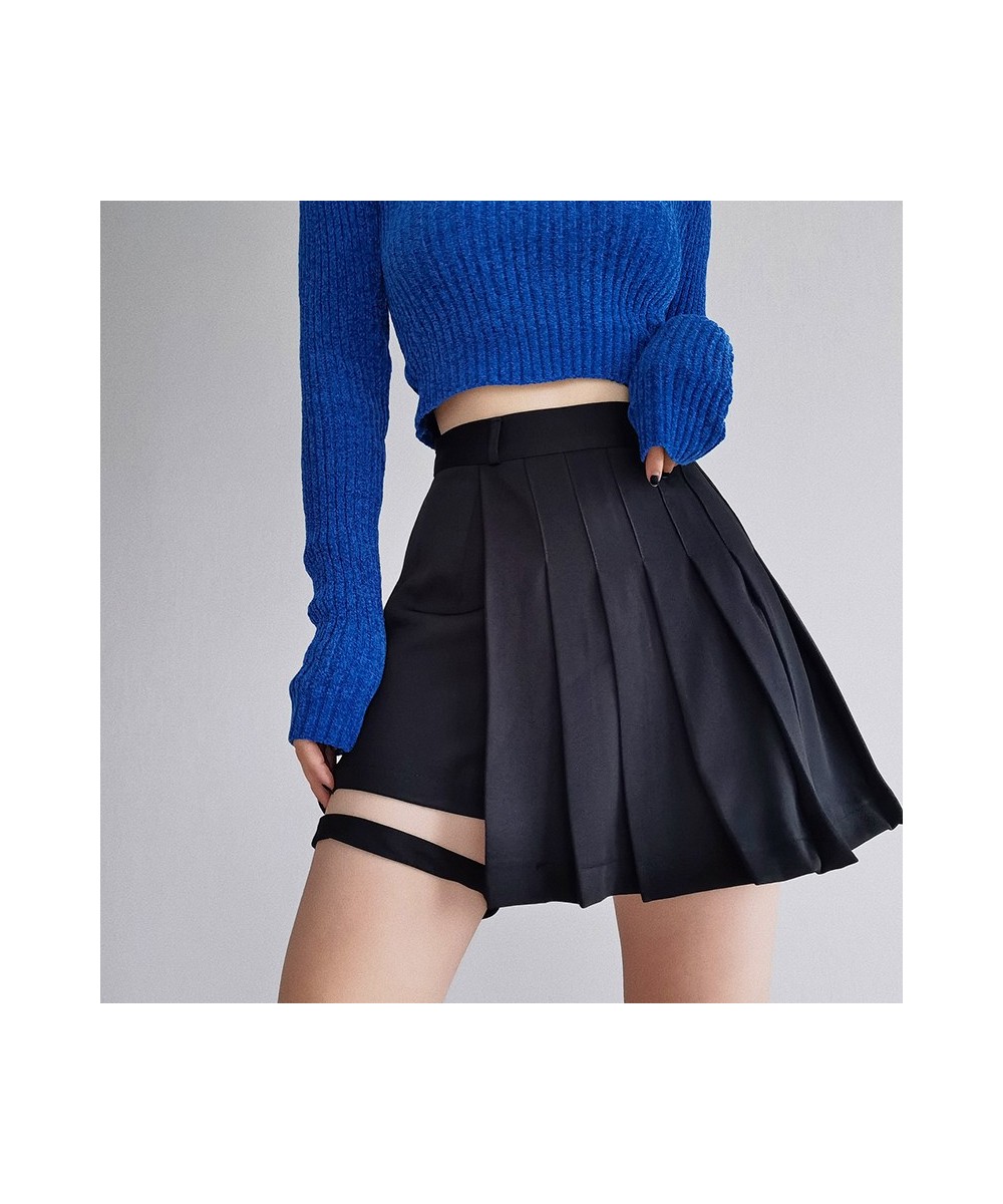 Irregular Pleated Mini Skirt Women Y2K INS Style Solid All-match Spring Summer A-line Black Tennis High Waist Dance Skirts $4...