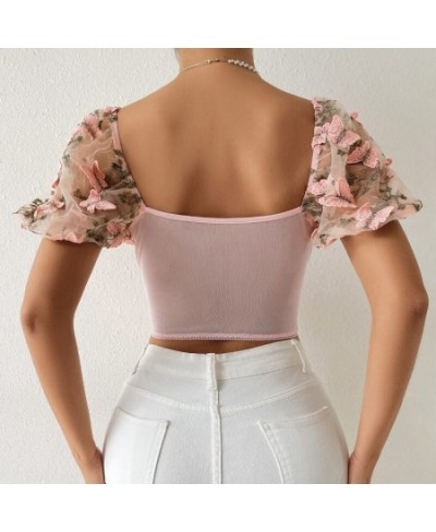 Backless Woman Blouse Fishbon Corset Built In Bra Butterfly Embroidery Mesh Patchwork Lace-up Blouses Female $30.33 - Women Tops