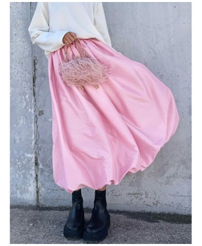 Fashion White Satin Pompon Skirts for Women Elegant High Waist A-line Skirt Casual Loose Skirt Simple Solid Color Female $44....