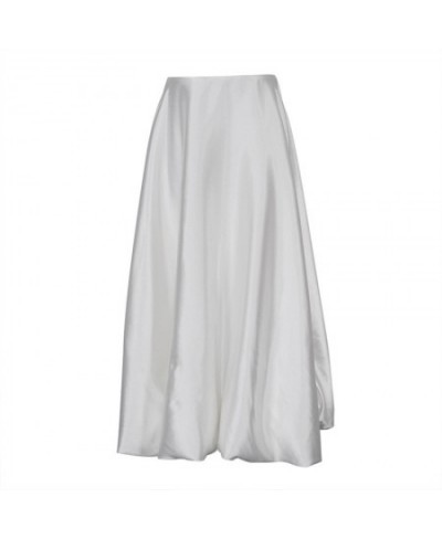 Fashion White Satin Pompon Skirts for Women Elegant High Waist A-line Skirt Casual Loose Skirt Simple Solid Color Female $44....