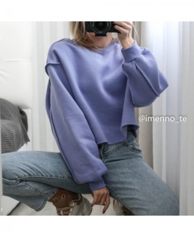 Thick Cotton Oversized Women Sweatshirt Hoodies Warm Fleece Casual Long Sleeve Harajuku Streetwear Crop Pullover Ropa Mujer $...