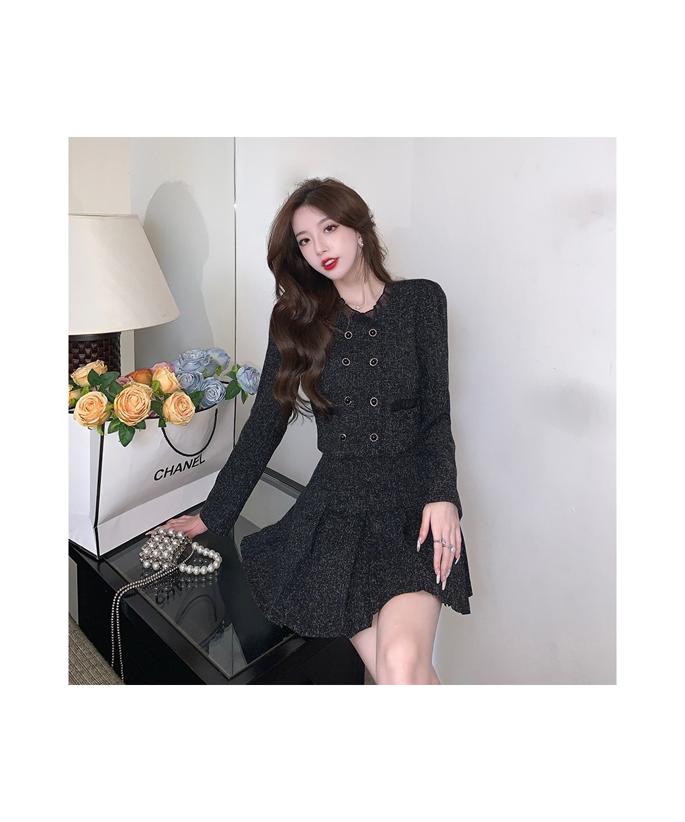 Fall Small Fragrance Vintage Two Piece Set Women Crop Top Short Jacket Coat + Mini Skirts Sets Sweet 2 Piece Suits Casual $76...