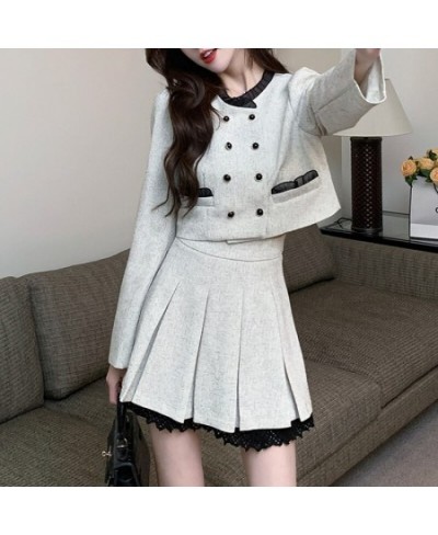 Fall Small Fragrance Vintage Two Piece Set Women Crop Top Short Jacket Coat + Mini Skirts Sets Sweet 2 Piece Suits Casual $76...