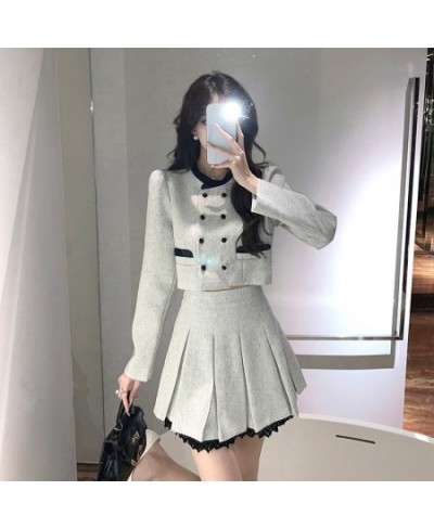 Fall Small Fragrance Vintage Two Piece Set Women Crop Top Short Jacket Coat + Mini Skirts Sets Sweet 2 Piece Suits Casual $76...