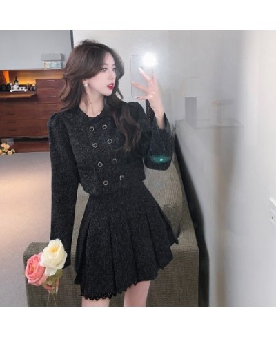 Fall Small Fragrance Vintage Two Piece Set Women Crop Top Short Jacket Coat + Mini Skirts Sets Sweet 2 Piece Suits Casual $76...