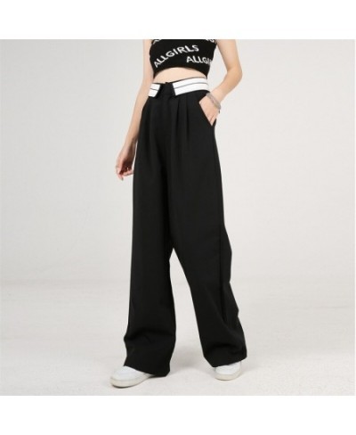 Office Wear Straight Pants Vintage High Waist Suit Pants Wide Leg Trousers Baggy Korean 2022 Autumn $51.29 - Bottoms