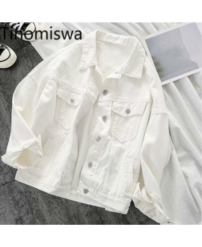 Korean Style Denim Jackets Women Solid Color Single Breasted Tops Female Turn Down Collar Long Sleeve Casual Outerwear $40.50...