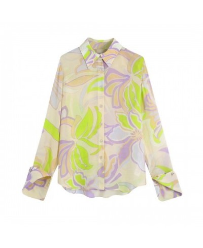 Women Fashion Color Matching Floral Print Chiffon Smock Blouse Female Long Sleeve Casual Shirts Chic Blusas Tops LS321 $40.33...