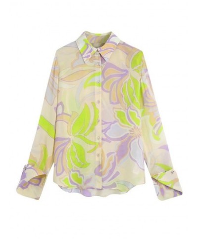 Women Fashion Color Matching Floral Print Chiffon Smock Blouse Female Long Sleeve Casual Shirts Chic Blusas Tops LS321 $40.33...