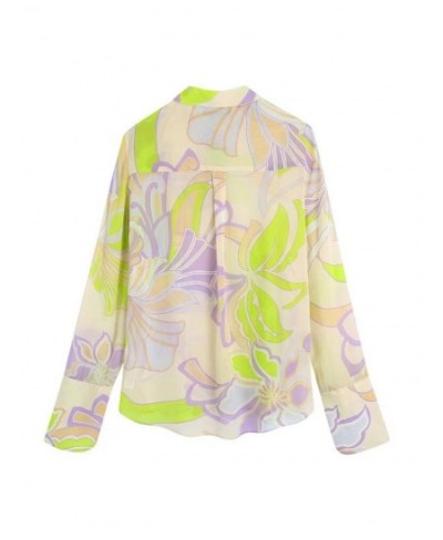 Women Fashion Color Matching Floral Print Chiffon Smock Blouse Female Long Sleeve Casual Shirts Chic Blusas Tops LS321 $40.33...