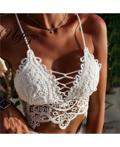 2022 Fashion Mesh Lace Women Crop Tops Vest Push Up Bralet Women's Corset Bustier Bra Sexy V-Neck Camisole Plus Size Tank Top...