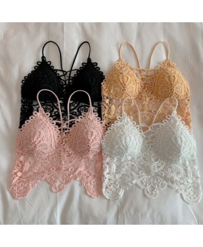 2022 Fashion Mesh Lace Women Crop Tops Vest Push Up Bralet Women's Corset Bustier Bra Sexy V-Neck Camisole Plus Size Tank Top...