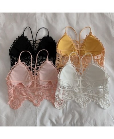 2022 Fashion Mesh Lace Women Crop Tops Vest Push Up Bralet Women's Corset Bustier Bra Sexy V-Neck Camisole Plus Size Tank Top...