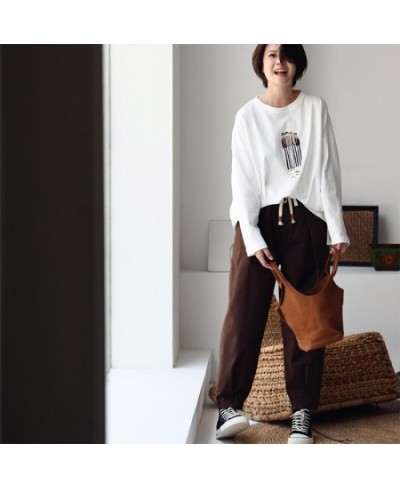 K2153C Artistic leisure simple solid color loose everything pull rope elastic high waist radish pants women $82.20 - Bottoms