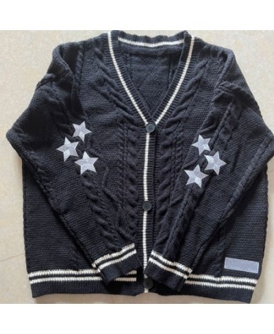 Y2K Japanese Style Cardigan Sweater Men Women Spring & Autumn Casual Loose Knitted Sweaters Hip Hop Tops Casual Korean Fashio...