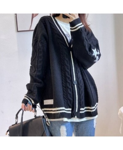 Y2K Japanese Style Cardigan Sweater Men Women Spring & Autumn Casual Loose Knitted Sweaters Hip Hop Tops Casual Korean Fashio...