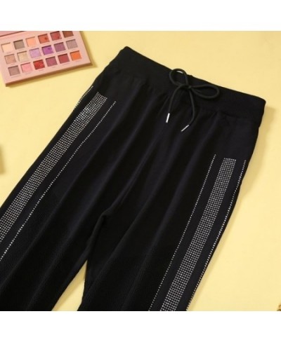 Women's Harem Pants Diamonds Rhinestone Hot Drilling Ladies Sweatpants Women Baggy Pants High Waist Harlan Loose wide leg Bla...