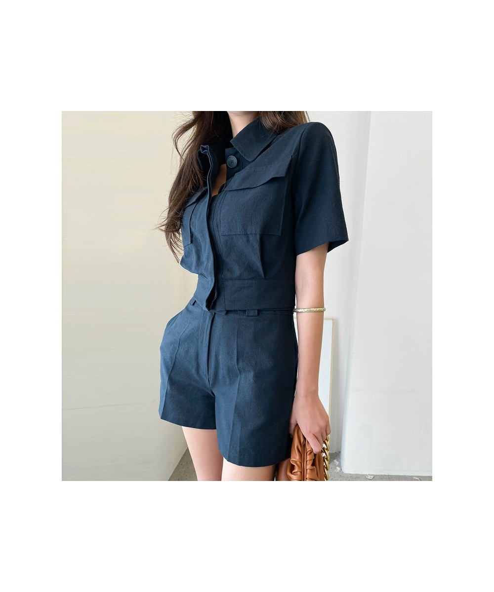 2021summer wide legs suit women office set short sleeve blazer jacket high waist shorts suit 2 piece set $47.05 - Suits & Sets