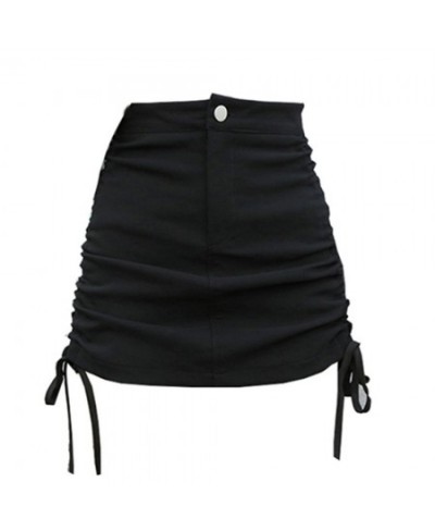 Summer Sweet Sexy Pleated Half Skirt Female Korean Fashion High Waist Skirts Black Package-Hip Bodycon Drawstring Skirts $35....