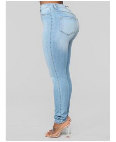 Women's Jeans High Waist Slim Stretch Tight Denim Trousers 2023 Autumn And Spring Blue Retro Washed Elastic Slim Pencil Pants...