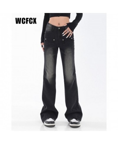 Y2k Flared Jeans for Women Vintage High Waist Wide Leg Denim Pants Streetwear Cargo Trousers $114.74 - Jeans