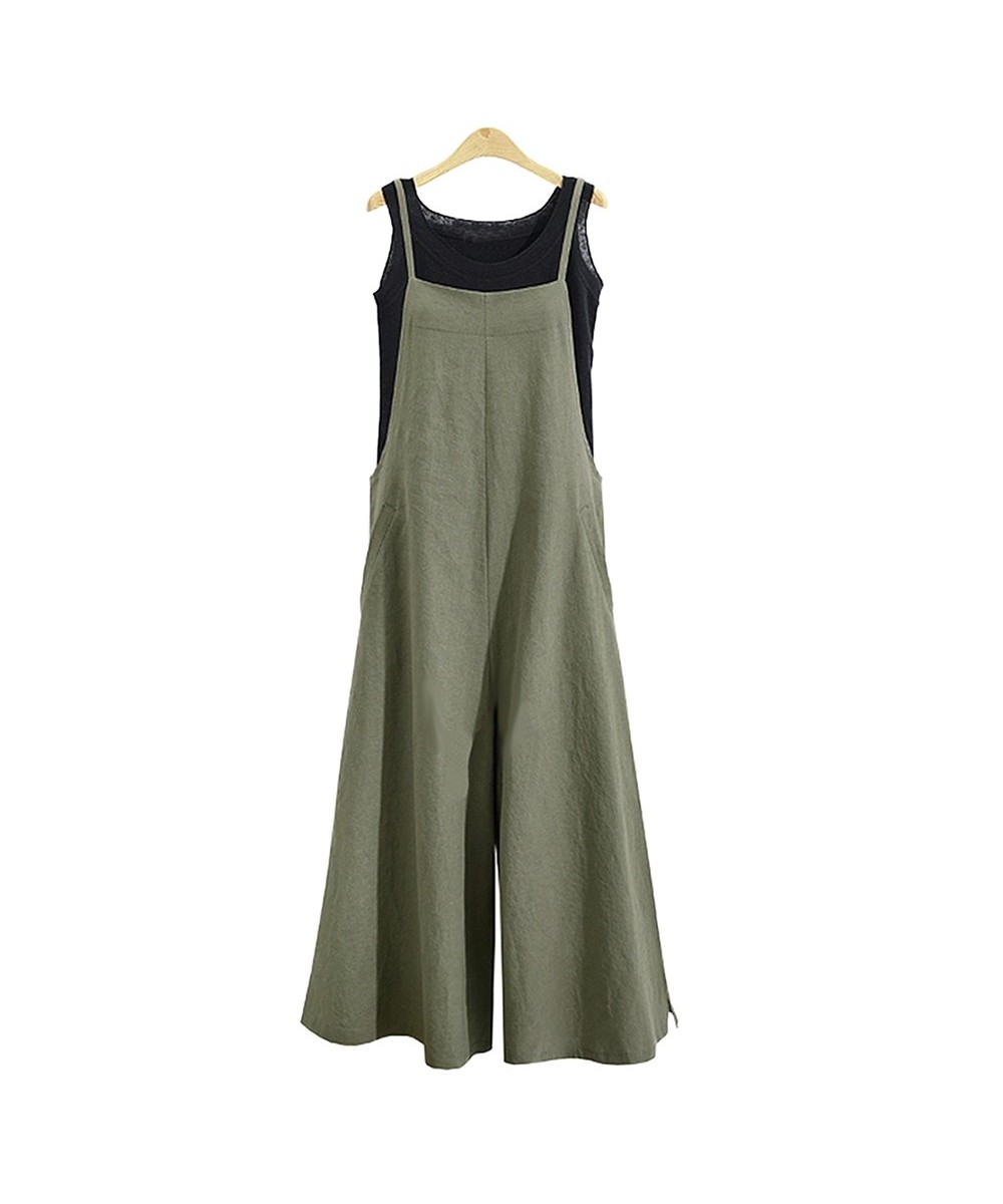 Casual Loose Jumpsuit Women Summer Solid Cotton Linen Straps Wide Leg Pants Dungaree Bib Overalls Sleeveless Oversized $30.69...