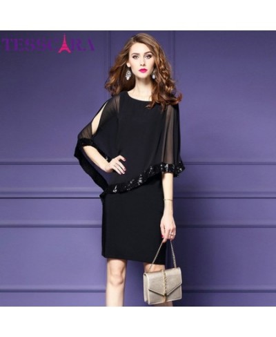 Women Luxury Sequined Dress Female Elegant Office Party Robe Femme Vintage Designer Chiffon Vestidos $49.07 - Dresses