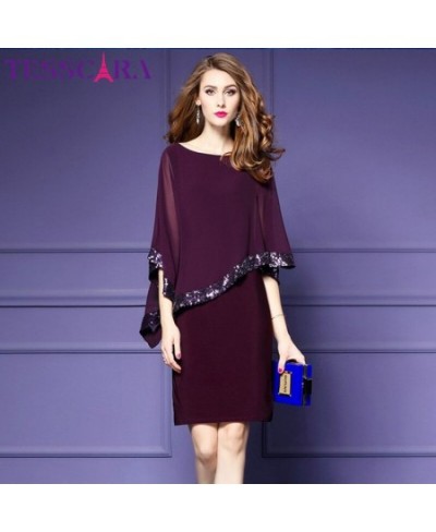 Women Luxury Sequined Dress Female Elegant Office Party Robe Femme Vintage Designer Chiffon Vestidos $49.07 - Dresses