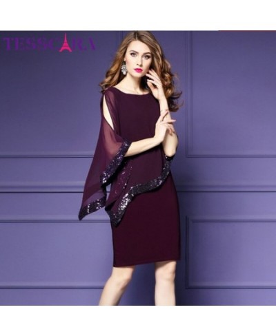 Women Luxury Sequined Dress Female Elegant Office Party Robe Femme Vintage Designer Chiffon Vestidos $49.07 - Dresses