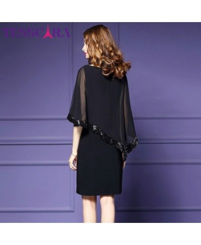 Women Luxury Sequined Dress Female Elegant Office Party Robe Femme Vintage Designer Chiffon Vestidos $49.07 - Dresses